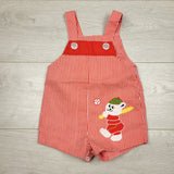 DMKY2 - Vintage Angel Wear red striped romper with baseball playing bear. Size 18 months