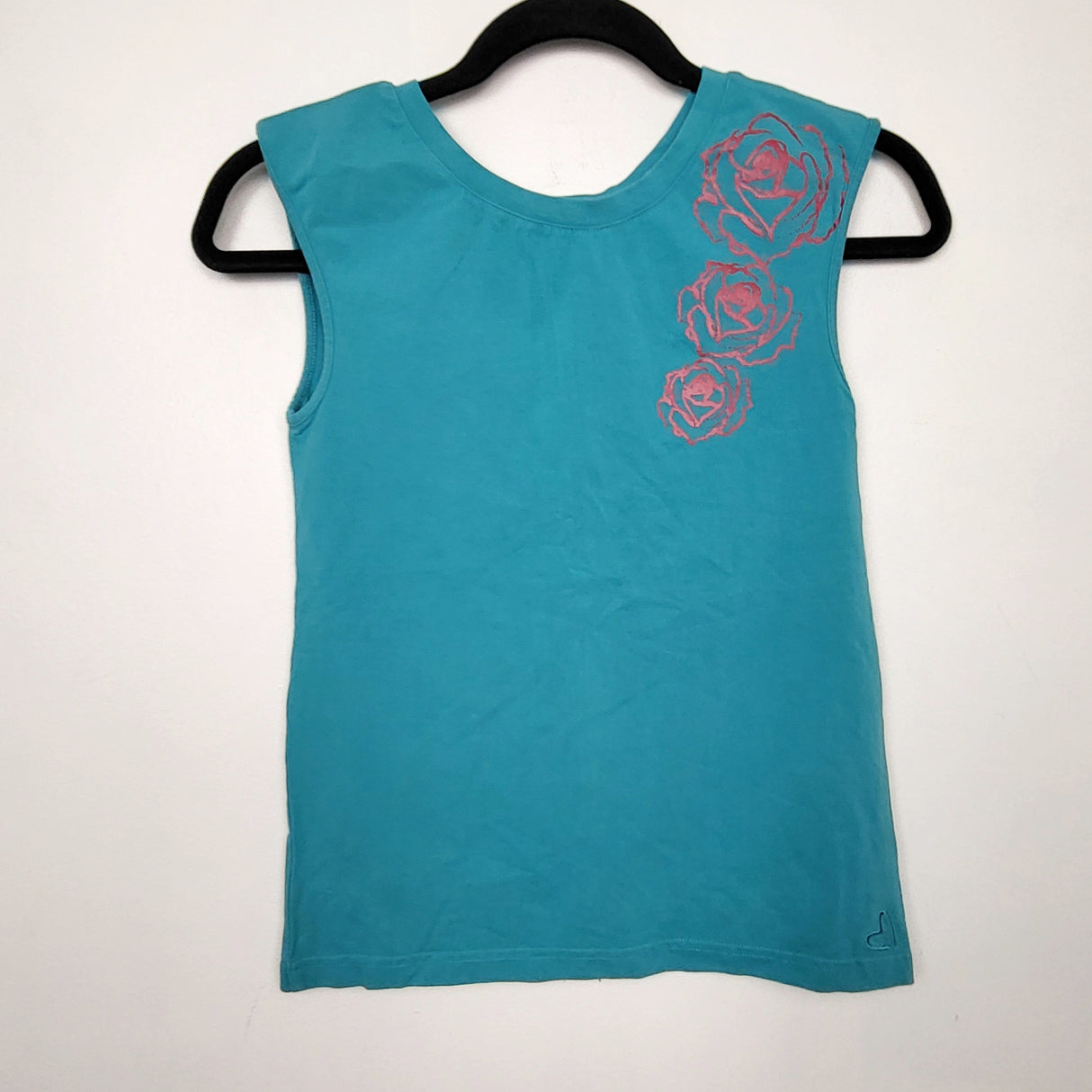 MGRE2 - Peekaboo Beans teal button down sleeveless top. Size 10 🍁