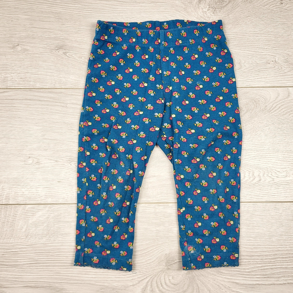 EHRS1 - Carters teal floral print cotton pants. Size 18 months