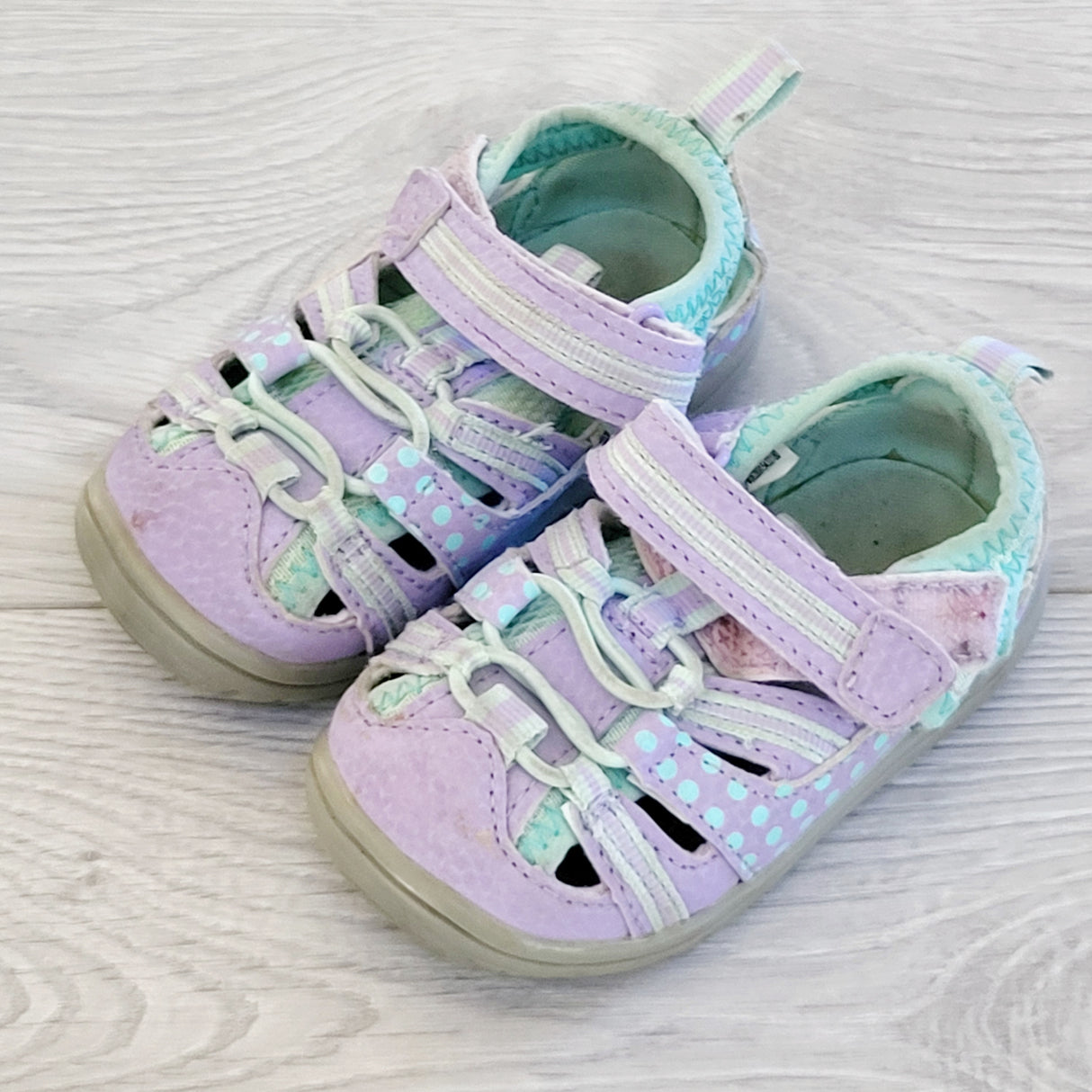 EHRS2 - Wee Walkers purple and turquoise close toe sandals. Size 3