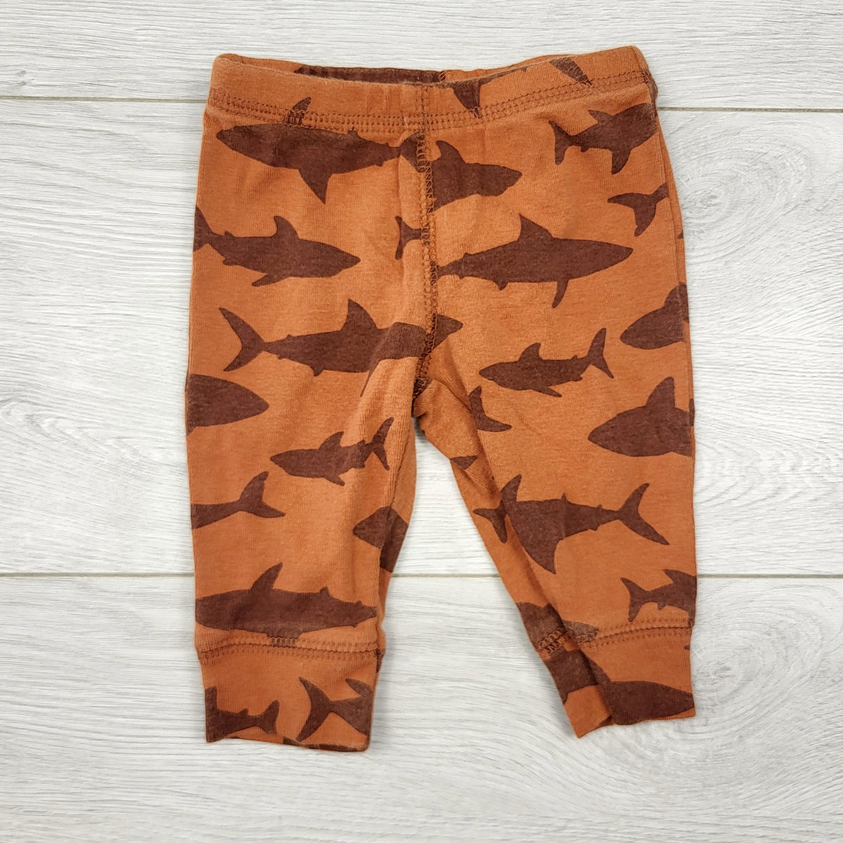 AALD1 - Carters orange cotton pants with sharks. Size 3 months