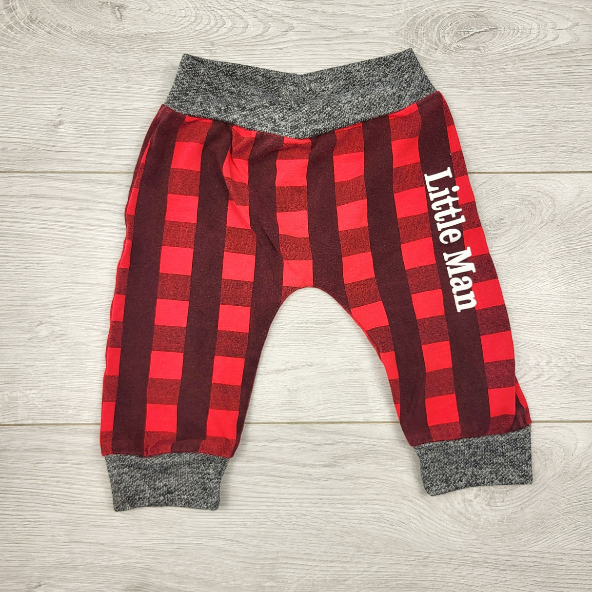 AALD12 - Red buffalo plaid "Little Man" pants. Sizes like 6-12 months