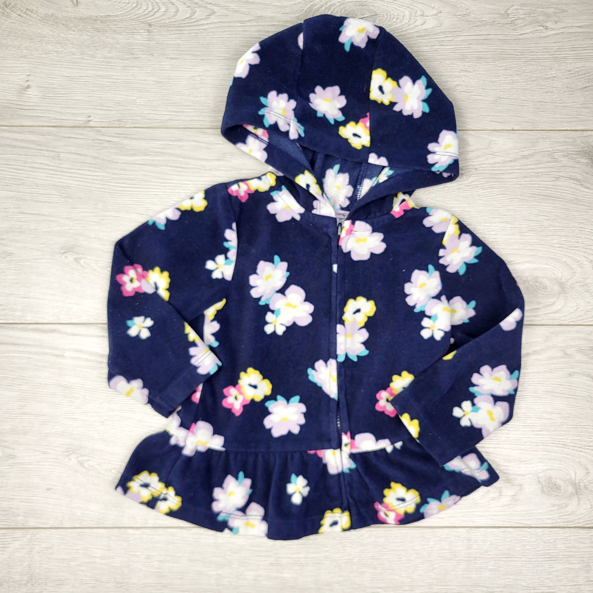 EHRS3 - Child of Mine navy floral print zip up fleece hoodie. Size 18 months