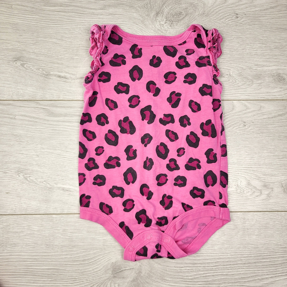 EHRS3 - George pink leopard print bodysuit. Size 12-18 months