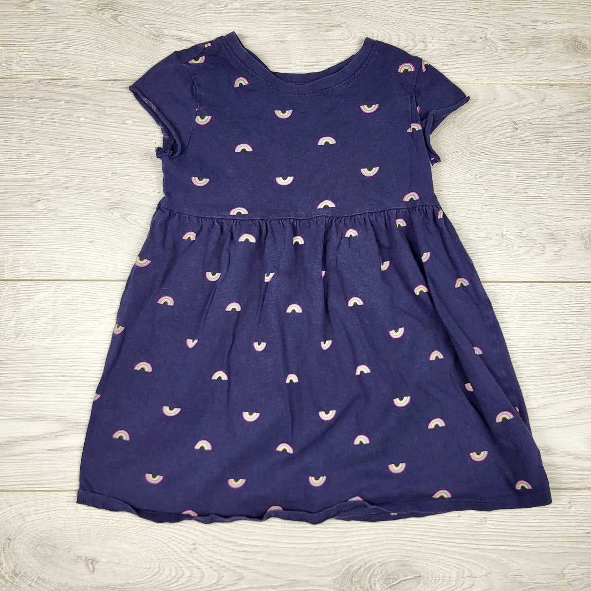 HBRK1 - Old navy navy cotton dress with rainbows. Size 3T