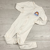 HBRK1 - Old Navy white zippered cotton sleeper with rainbow. Size 3T