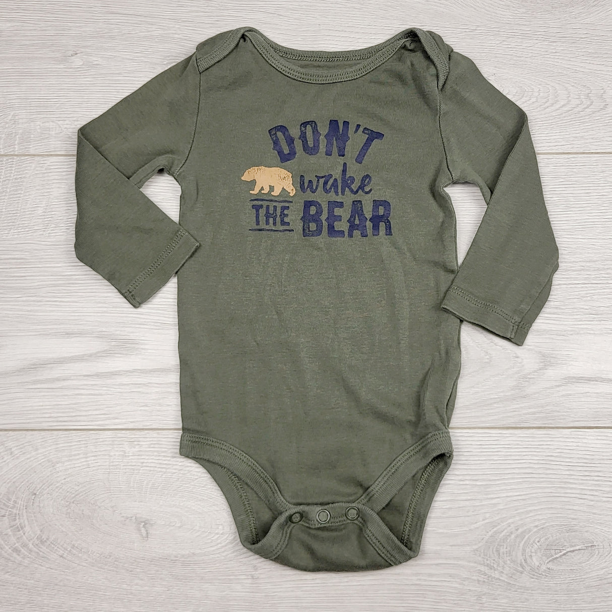 CCAM1 - Joe green "Don't Wake the Bear" bodysuit. Size 3-6 months