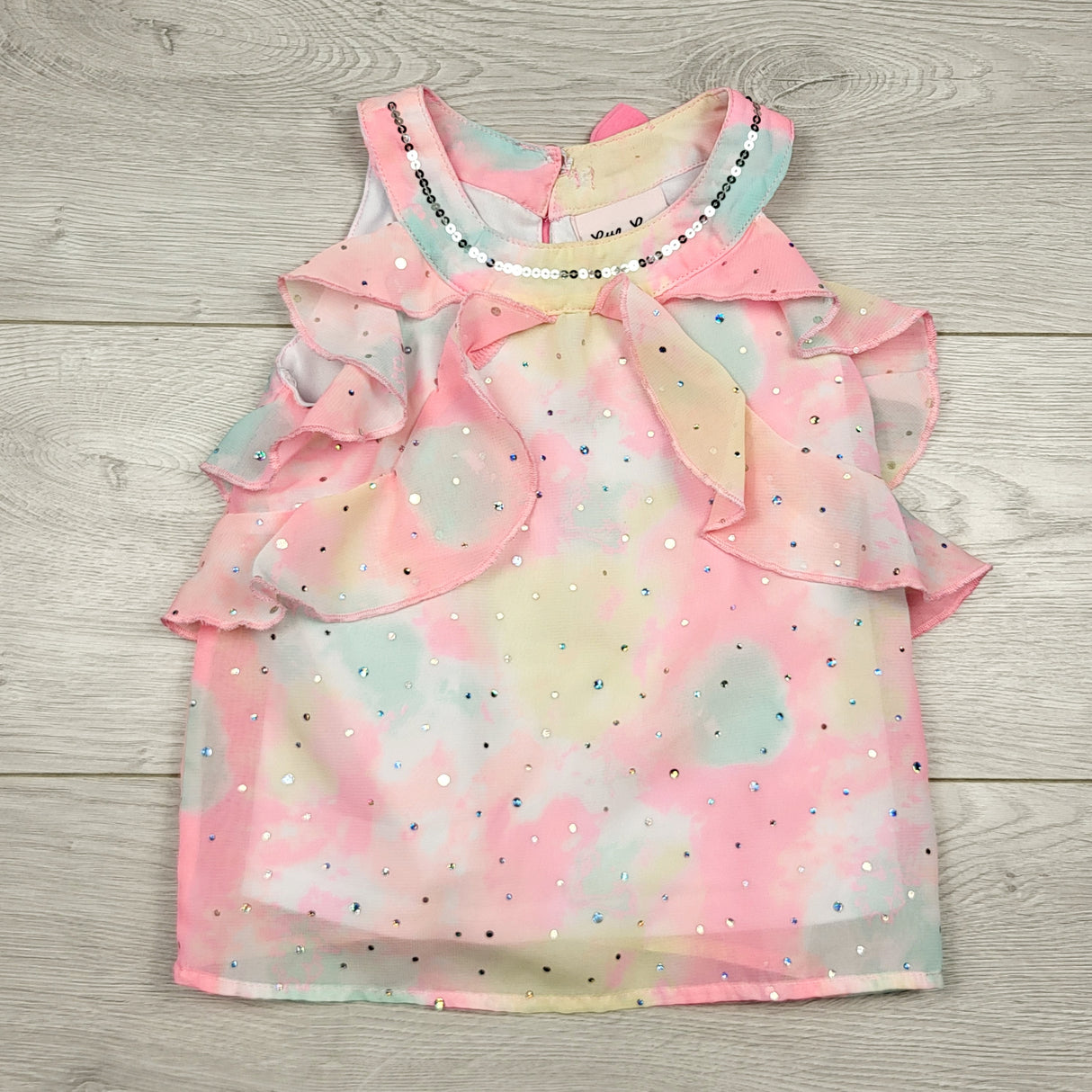 KLAR1 - Little Lass pastel ruffle top. Size 4T