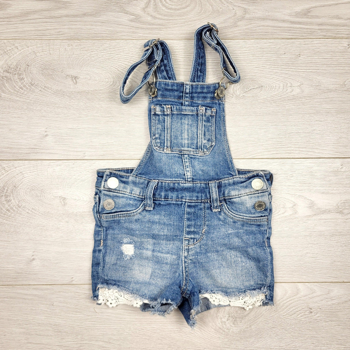 KLAR1 - &Denim distressed denim shorts style overalls. Size 2/3T