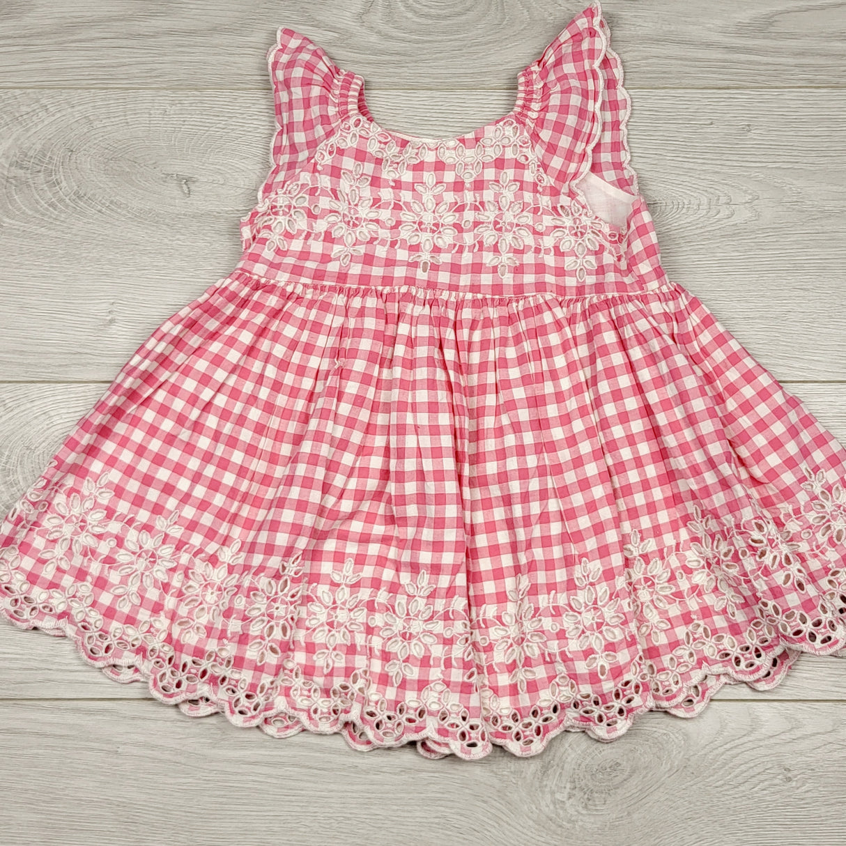 MBLK1 - Gap pink gingham dress with eyelet detail. Size 12-18 months