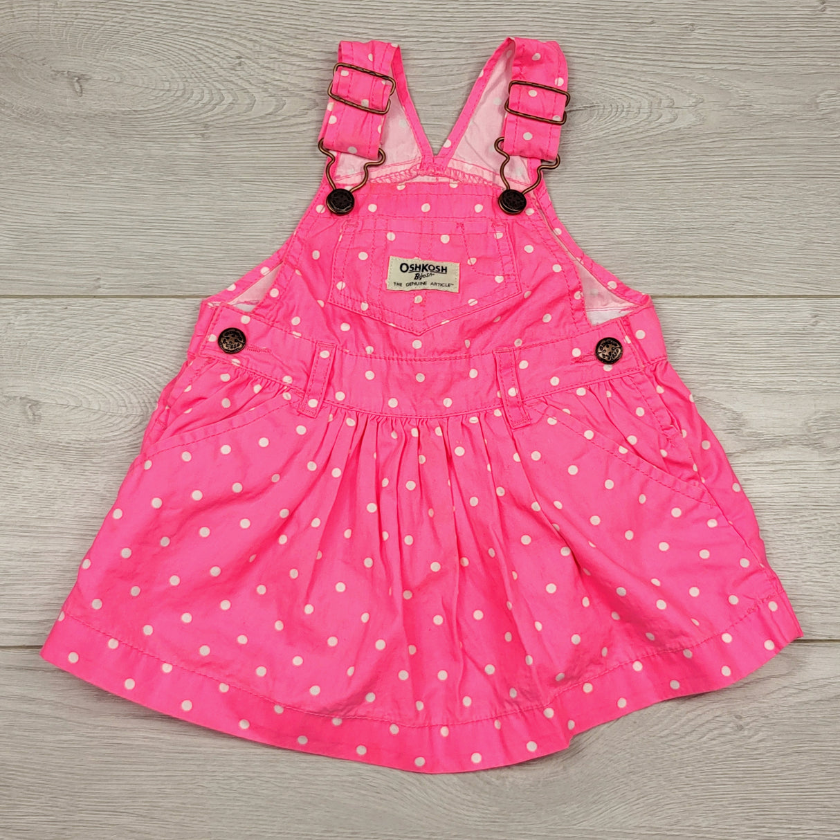 MBLK1 - Oshkosh hot pink bib dress. Size 9 months