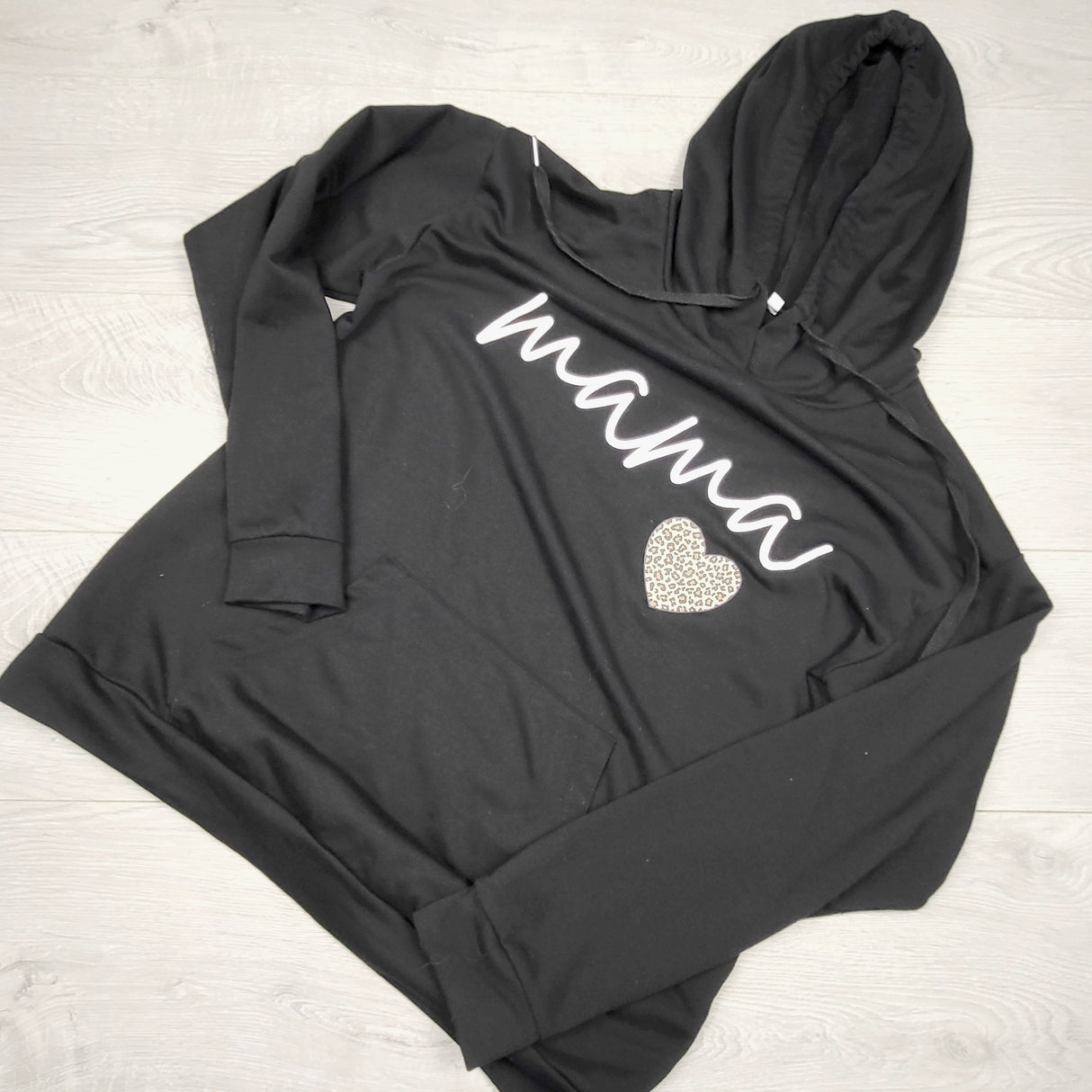 MBLK11 - Unbranded black "Mama" hoodie. Size small