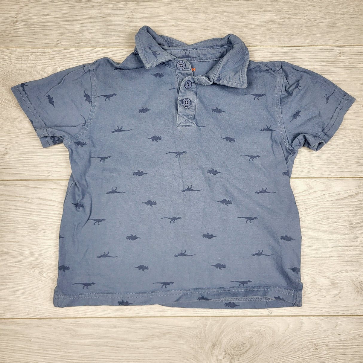 CCAM3 - Joe blue collared t-shirt with dinosaurs. Size 3T