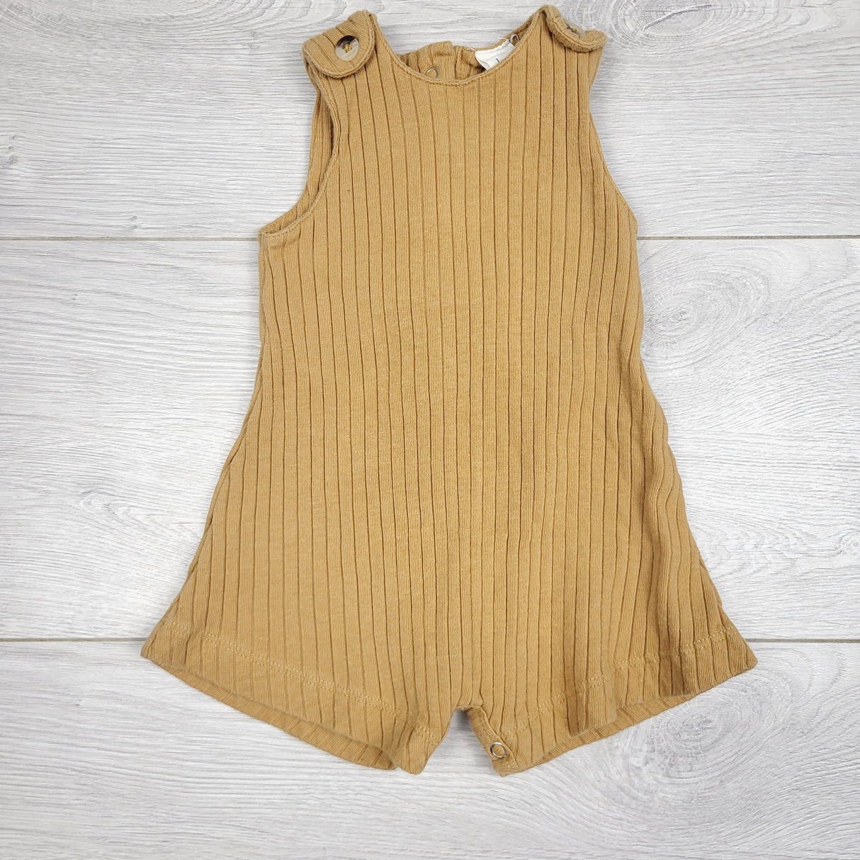 CCAM3 - Kate Quinn golden yellow ribbed organic cotton tank romper. Size 0-3 months