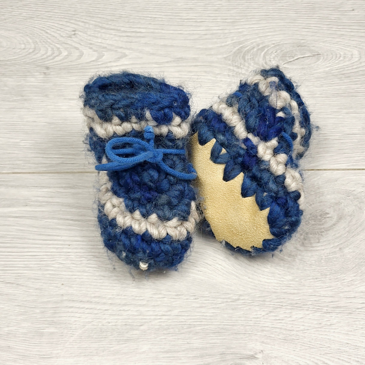 CCAM4 - Navy and grey Padraig slippers. Size like 0-6 months