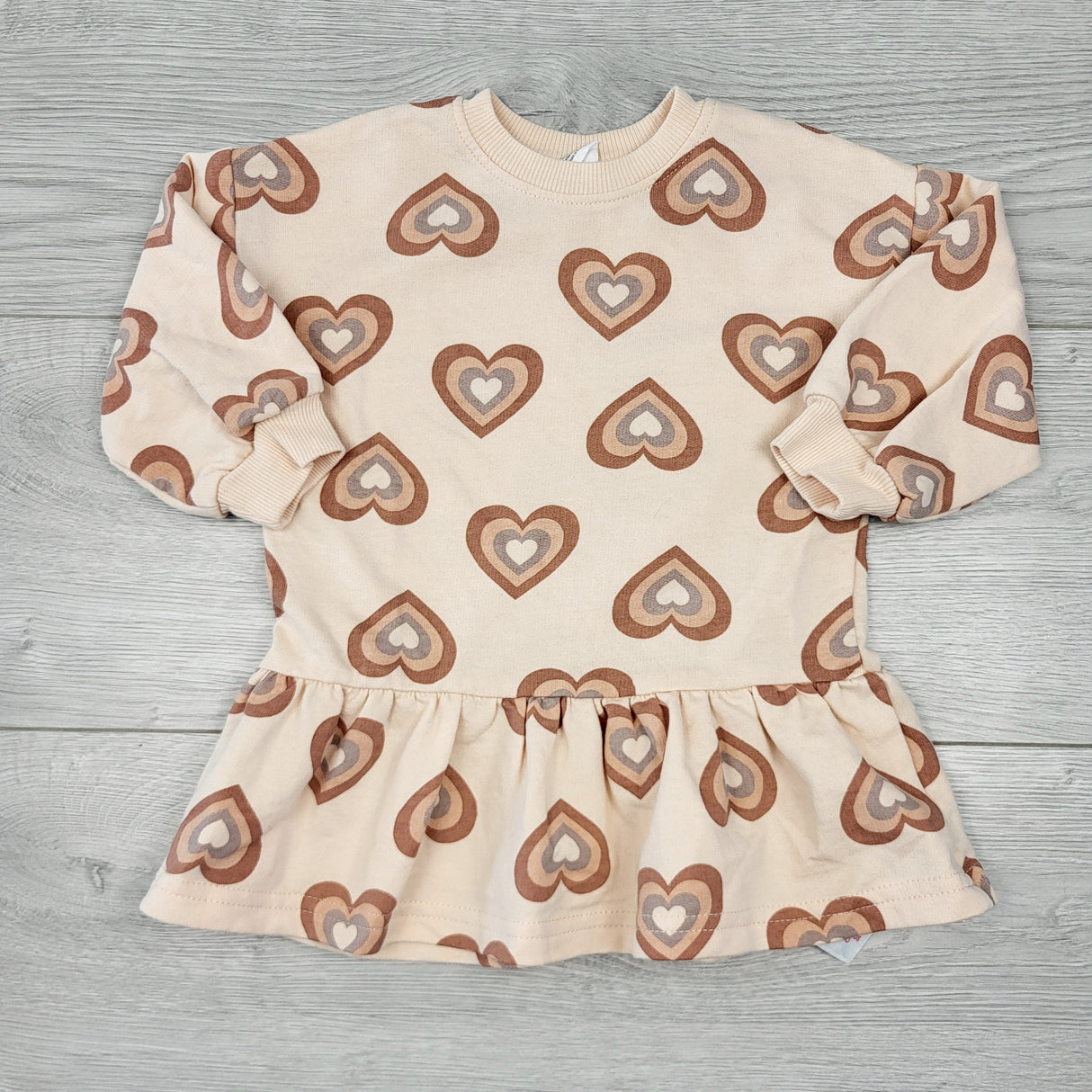 CTWN1 - PL Baby fleecy lined dress with hearts. Size 12 months 🍁