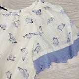 CTWN1 - Cynthia Rowley white and blue gauzy top with butterflies. Size 4T