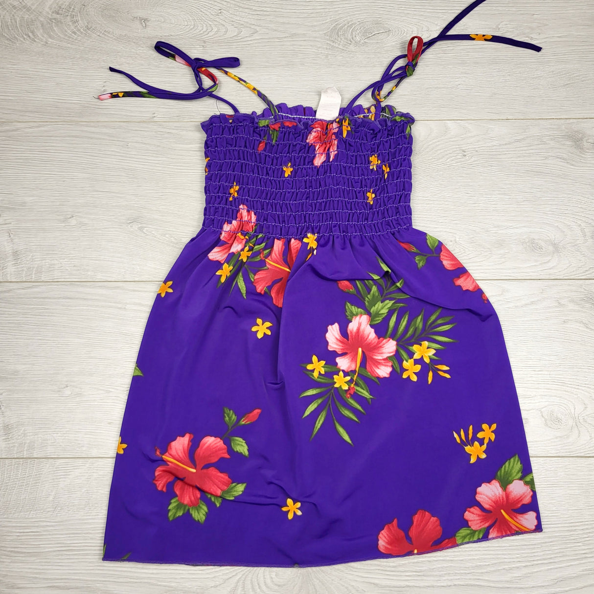 LHEP2 - Purple Hawaiian print rayon dress. Size 4T