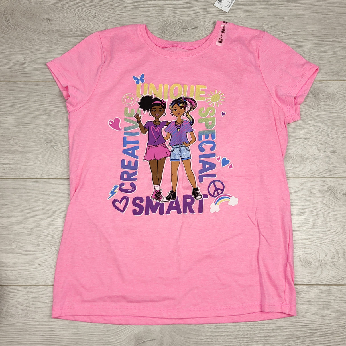 TSAM22 - NEW - Choldren's Place pink t-shirt with girls. Size 10/12