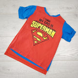 RBEN3 - Superman t-shirt with removable cape. Says size 6 but looks more like a 3/4T