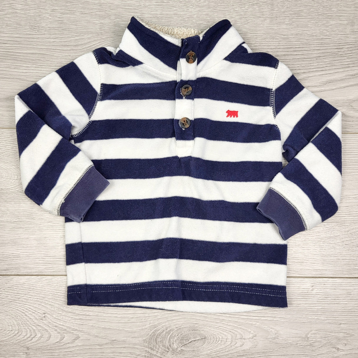 PRCH1 - Carters navy striped fleece pullover. Size 18 months