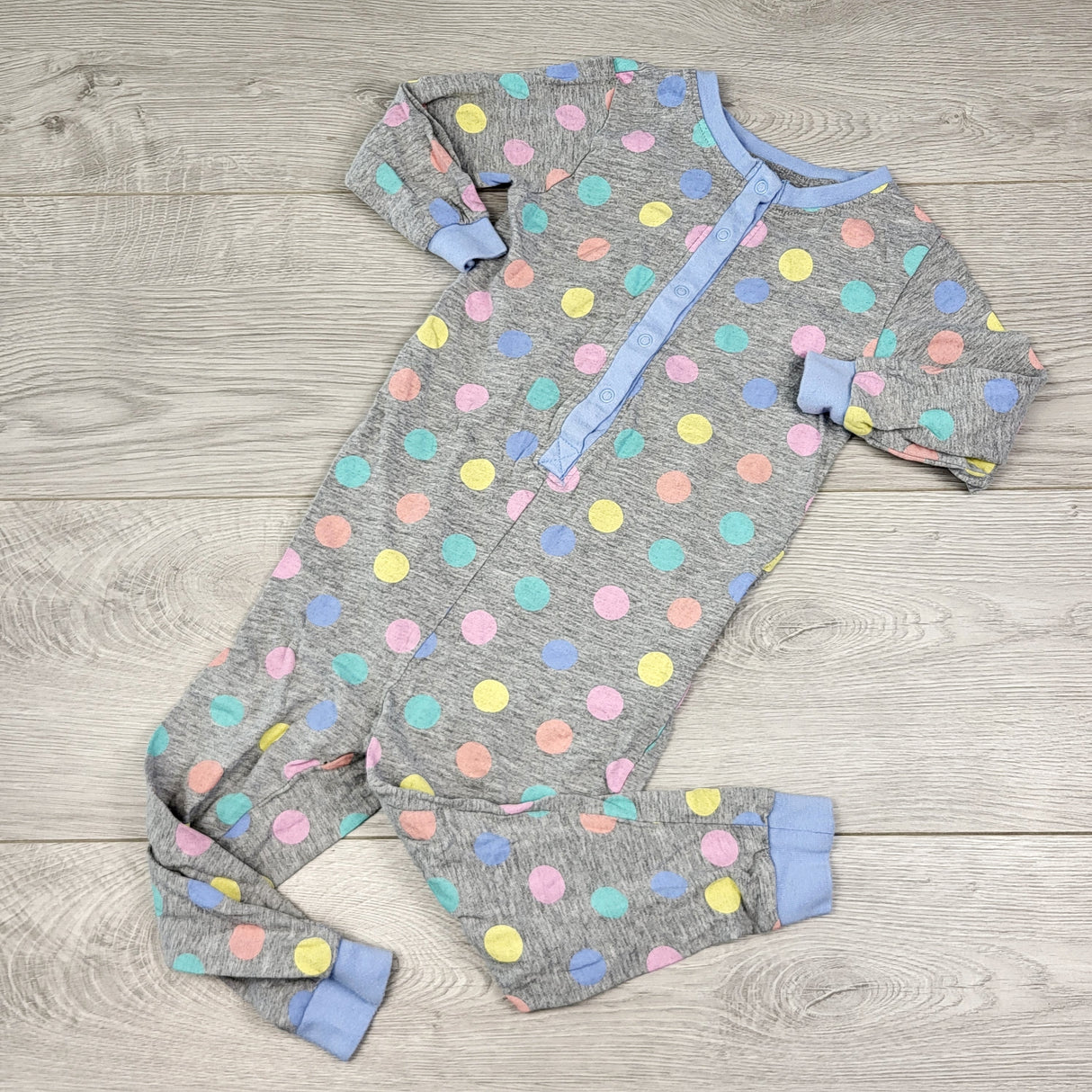 CTWN3 - George grey polka dot cotton sleeper. Size 2T