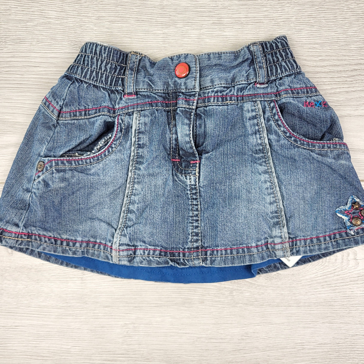 CTWN3 - Mexx denim skirt with built in shorts. Size 18-24 months