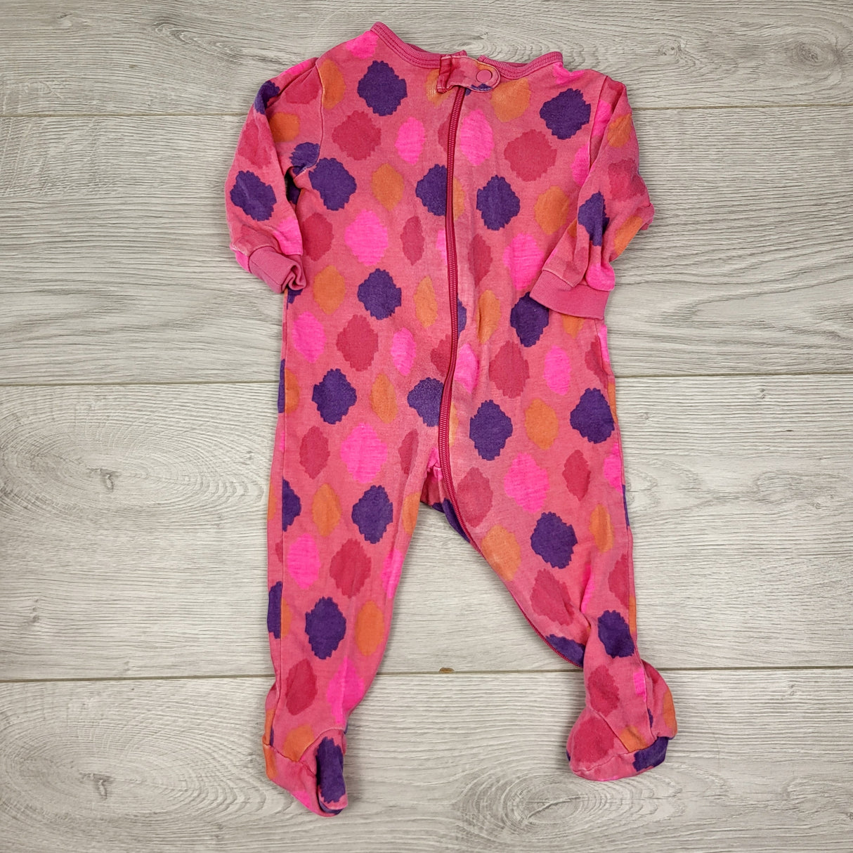 CTWN3 - Joe pink patterned zippered cotton sleeper. Size 3-6 months