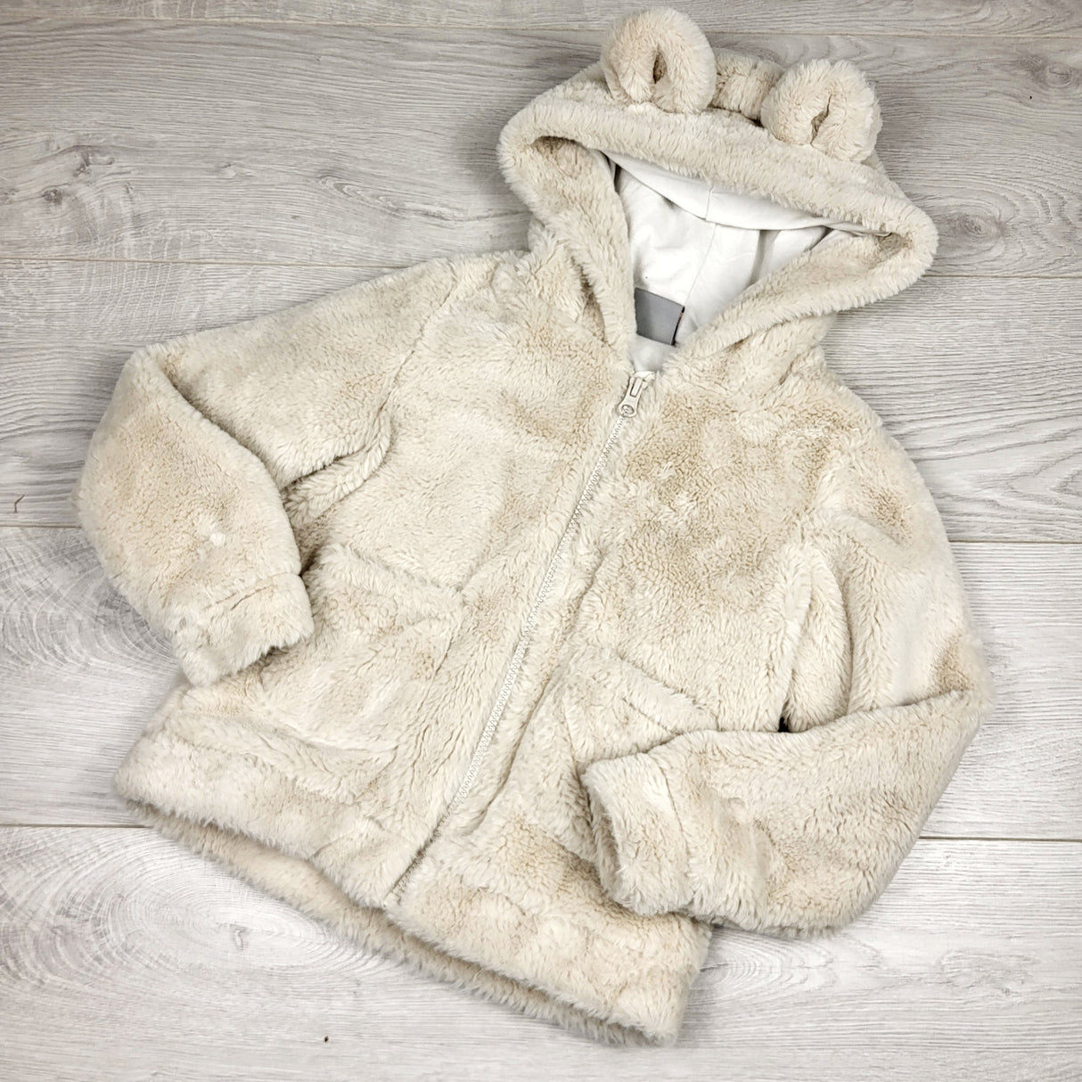 AWAT1 - Arie by Ariella faux fur hooded coat with ears. Size 6X