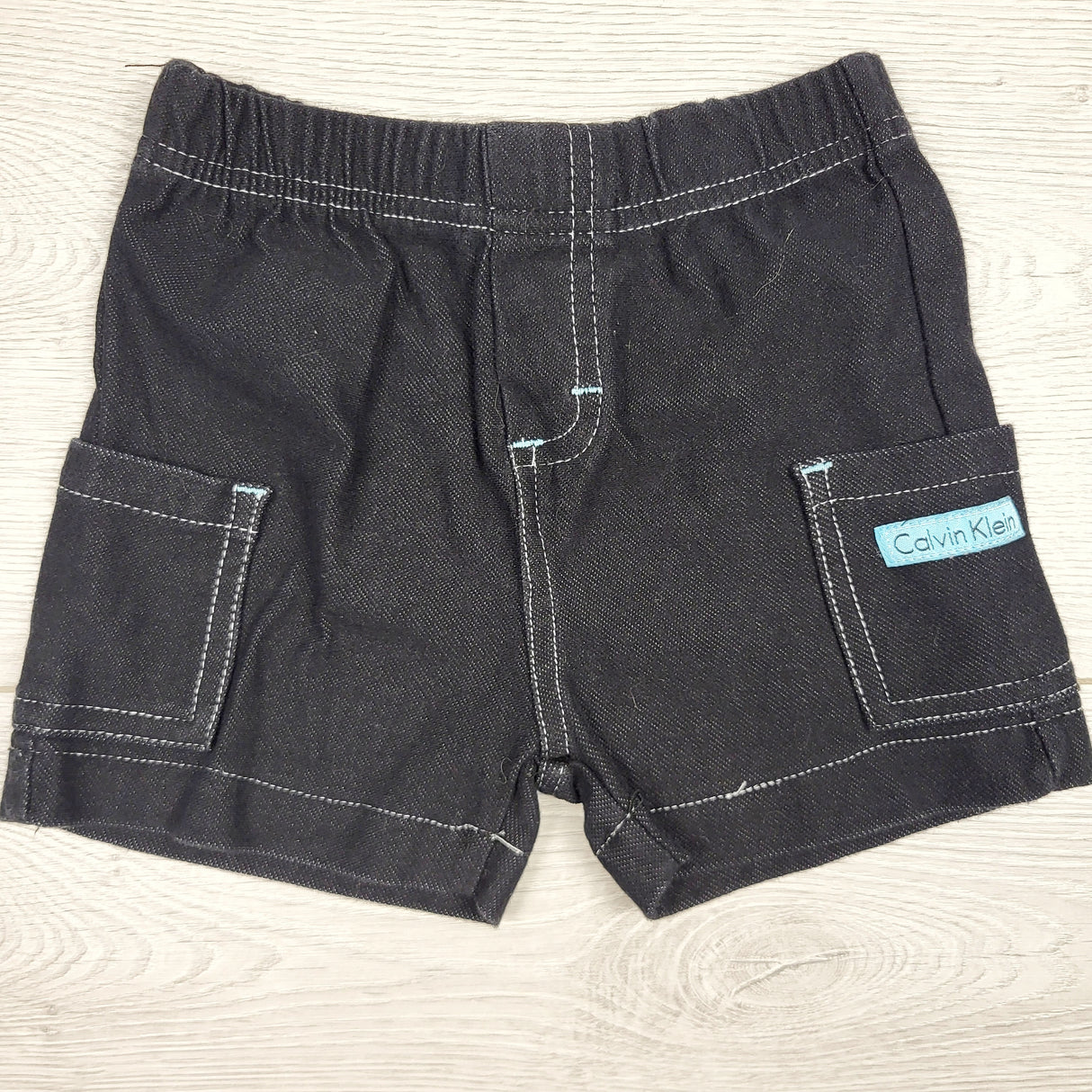 PRCH2 - Calvin Klein black denim look cotton shorts. Size 0-3 months