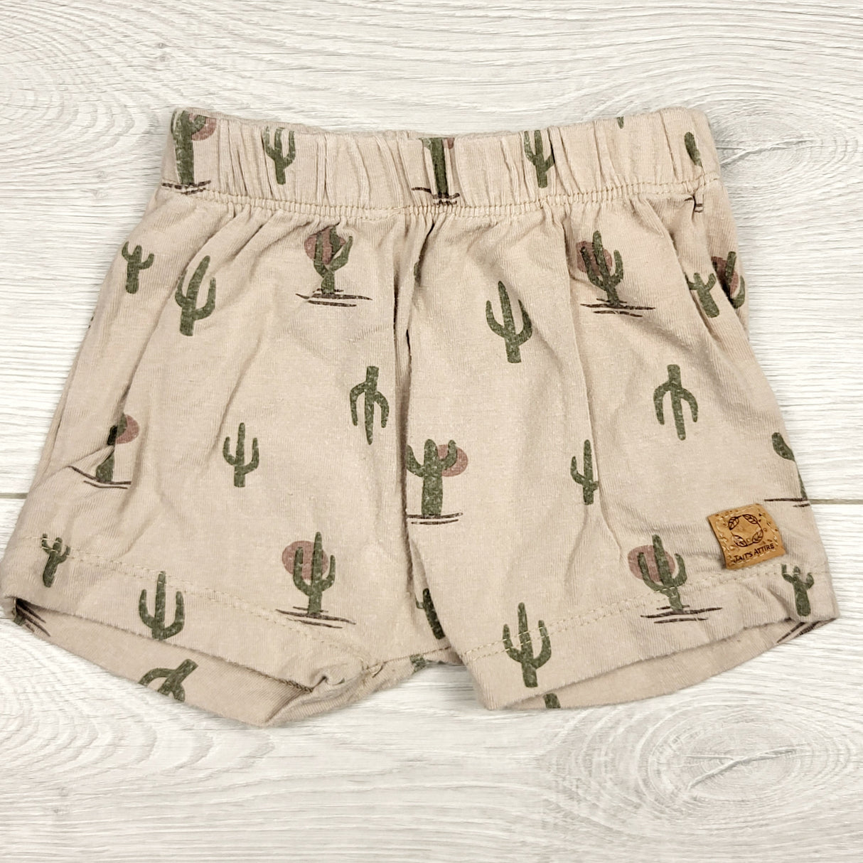 PRCH2 - Tait's Attire beige bamboo cactus shorts. Size 9-12 months. 🍁