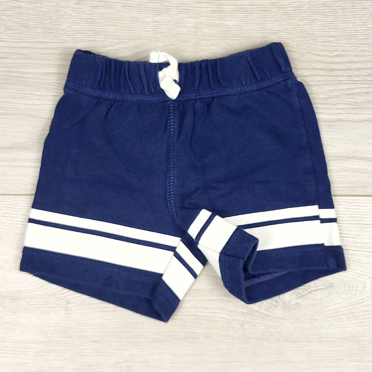 PRCH2 - Carters navy cotton shorts with white stripes. Size 6 months