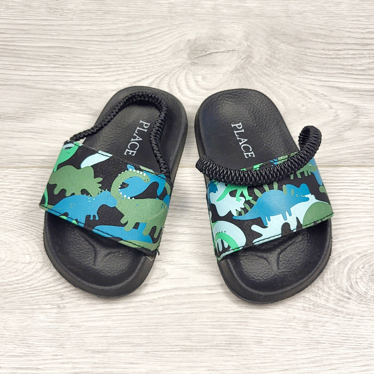 MRSH4 - Children's Place dinosaur slide style sandals. Size 6