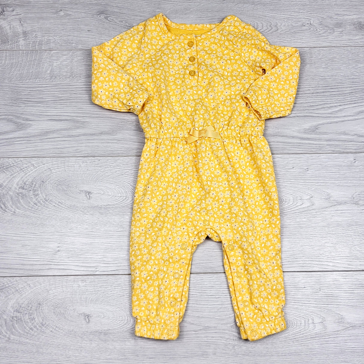 ADMX1 - George yellow floral print romper. Size 6-12 months