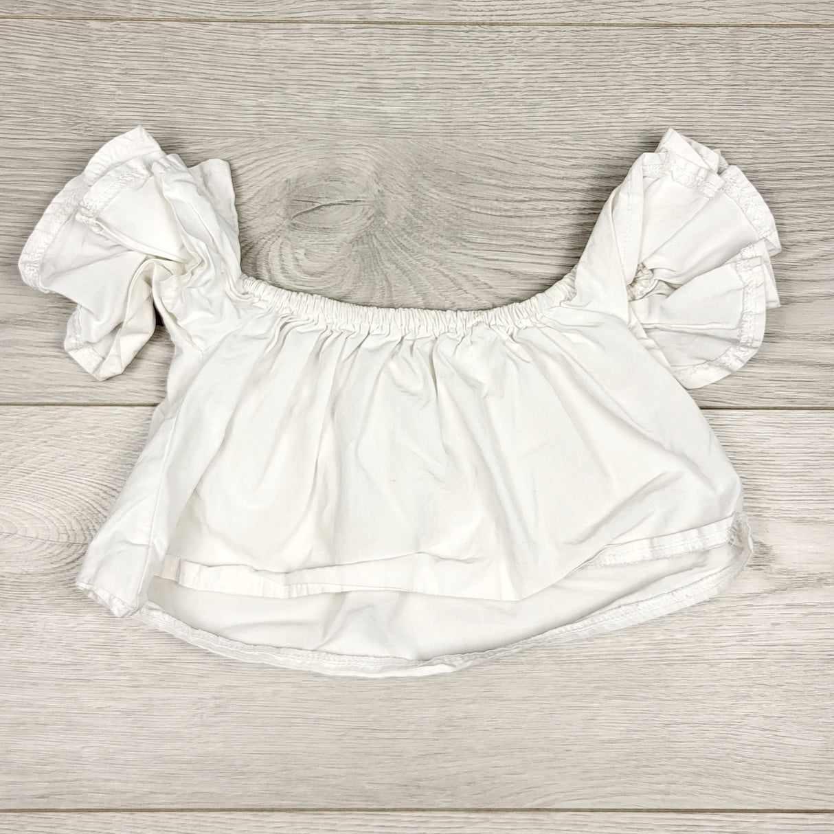 ADMX1 - White puff sleeve cropped top. Size 12 months