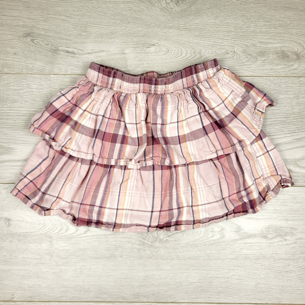 RMAZ1 - Oshkosh pink plaid tiered skirt. Size 5T