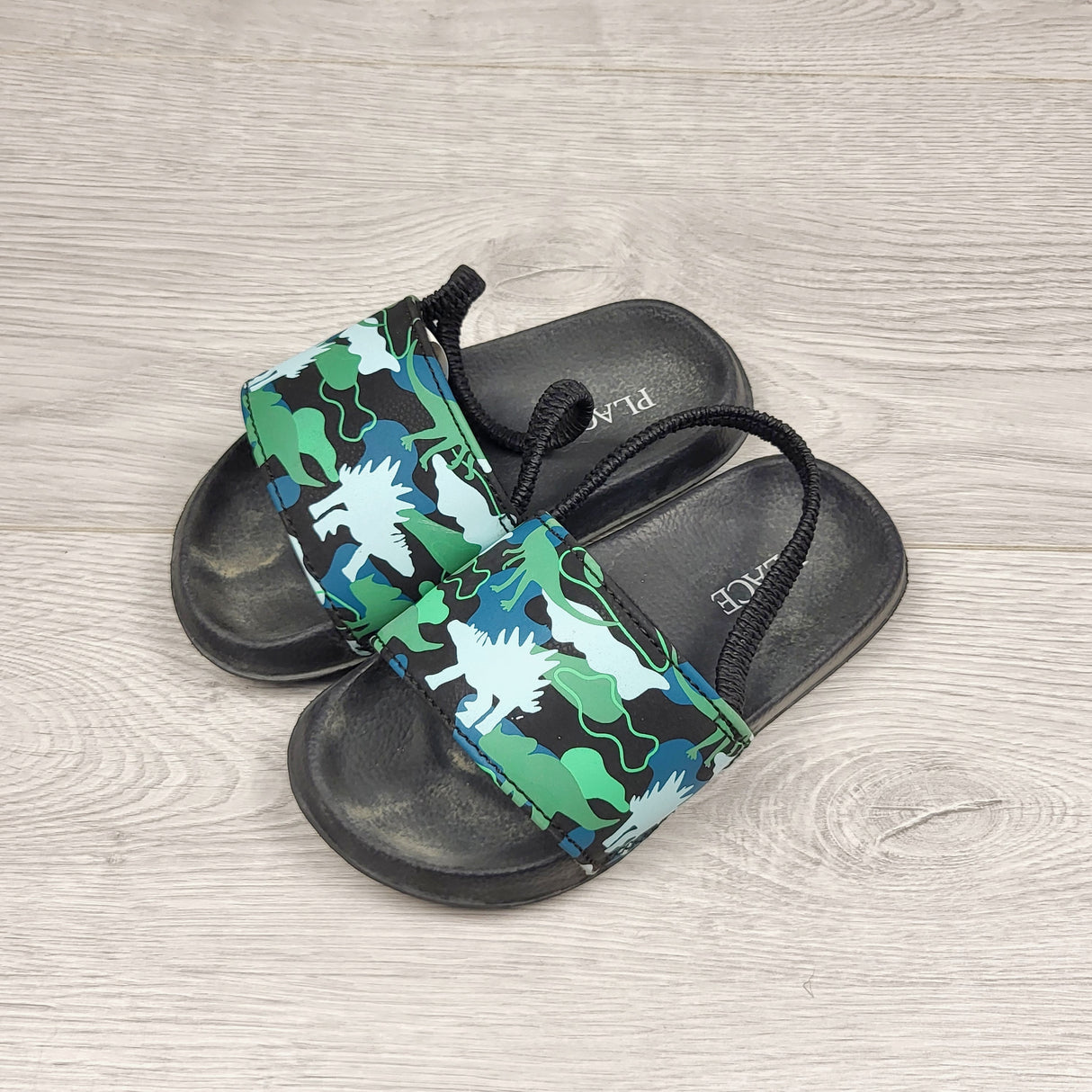 RMAZ1 - Children's Place slide style sandals with dinosaurs. Size 9