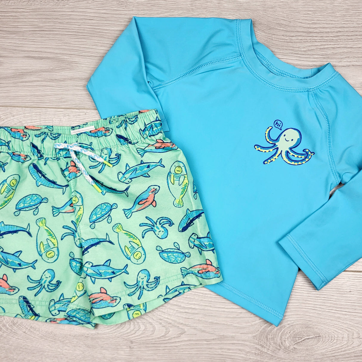 JRSH1 - Old Navy 2pc swim set with octopus. Size 12-18 months