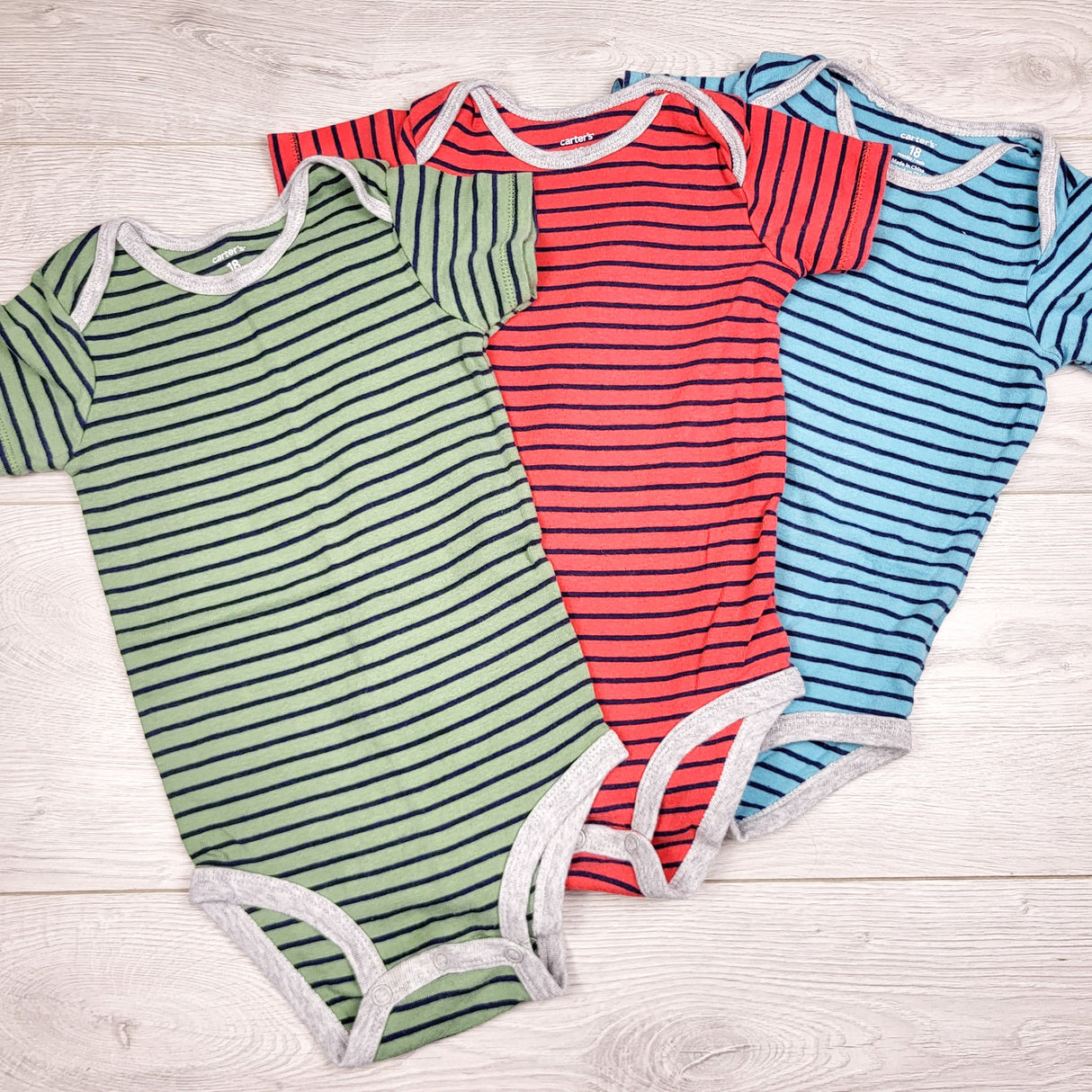 GFST1 - Carters striped bodysuits (3pcs). Size 18 months