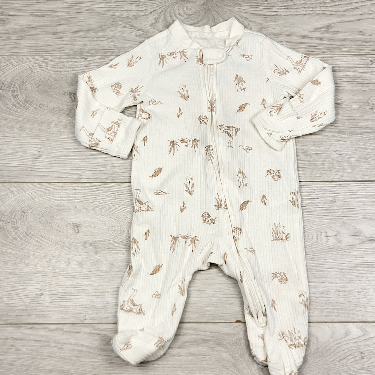 STMA1 - Carters white ribbed cotton sleeper mushrooms and plants. Size 3 months