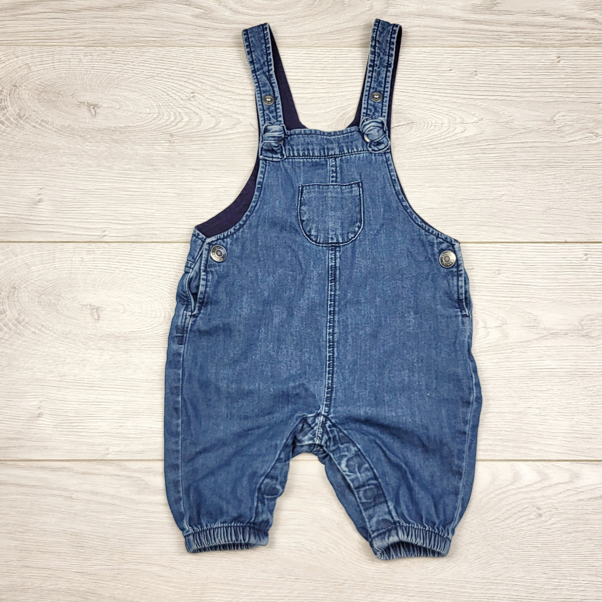 STMA1 - George jersey lined denim look overalls. Size 0-3 months