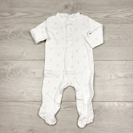 STMA1 - Luxe Threads white floral print sleeper. Size 3-6 months