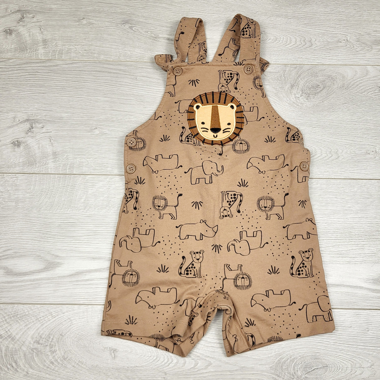 ALTO1 - Pekkle brown cotton overalls with lion. Size 24 months