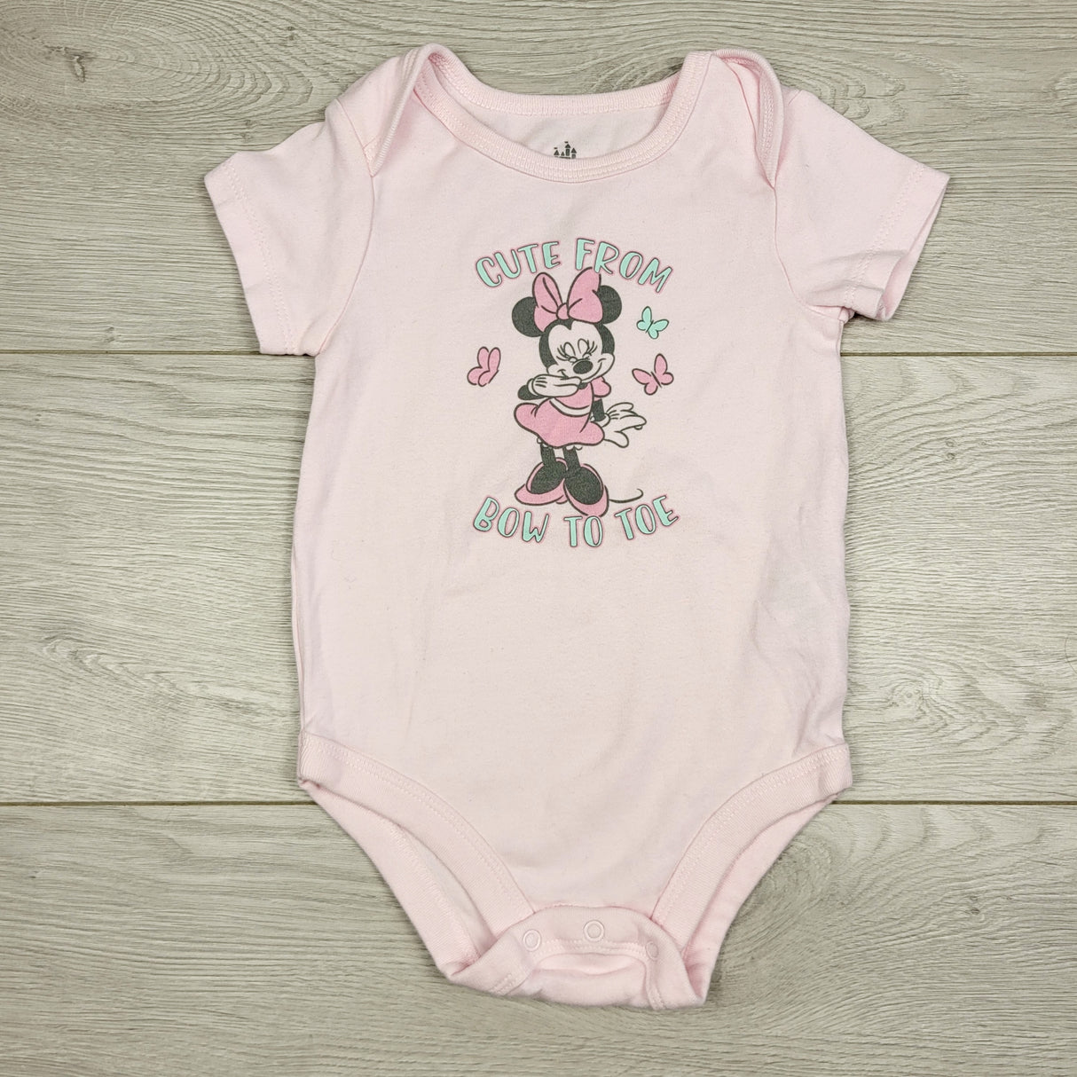 BBIN1 - Disney pink Minnie Mouse bodysuit. Size 6-12 months