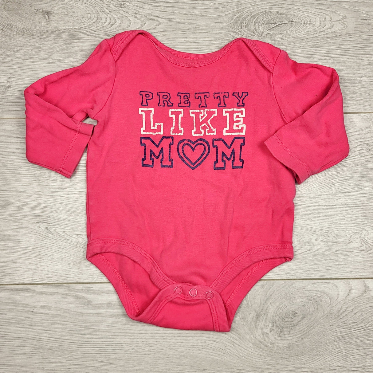 BBIN1 - Joe pink "Pretty Like Mom" bodysuit. Size 6-12 months