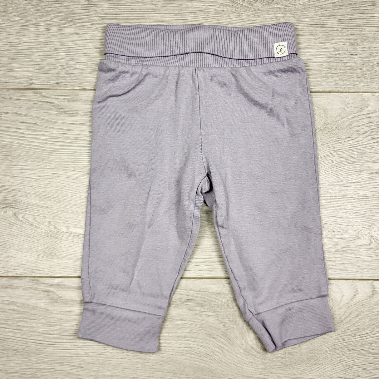 BBIN1 - Planet Organic purple pants with foldover waist. Size 6 months