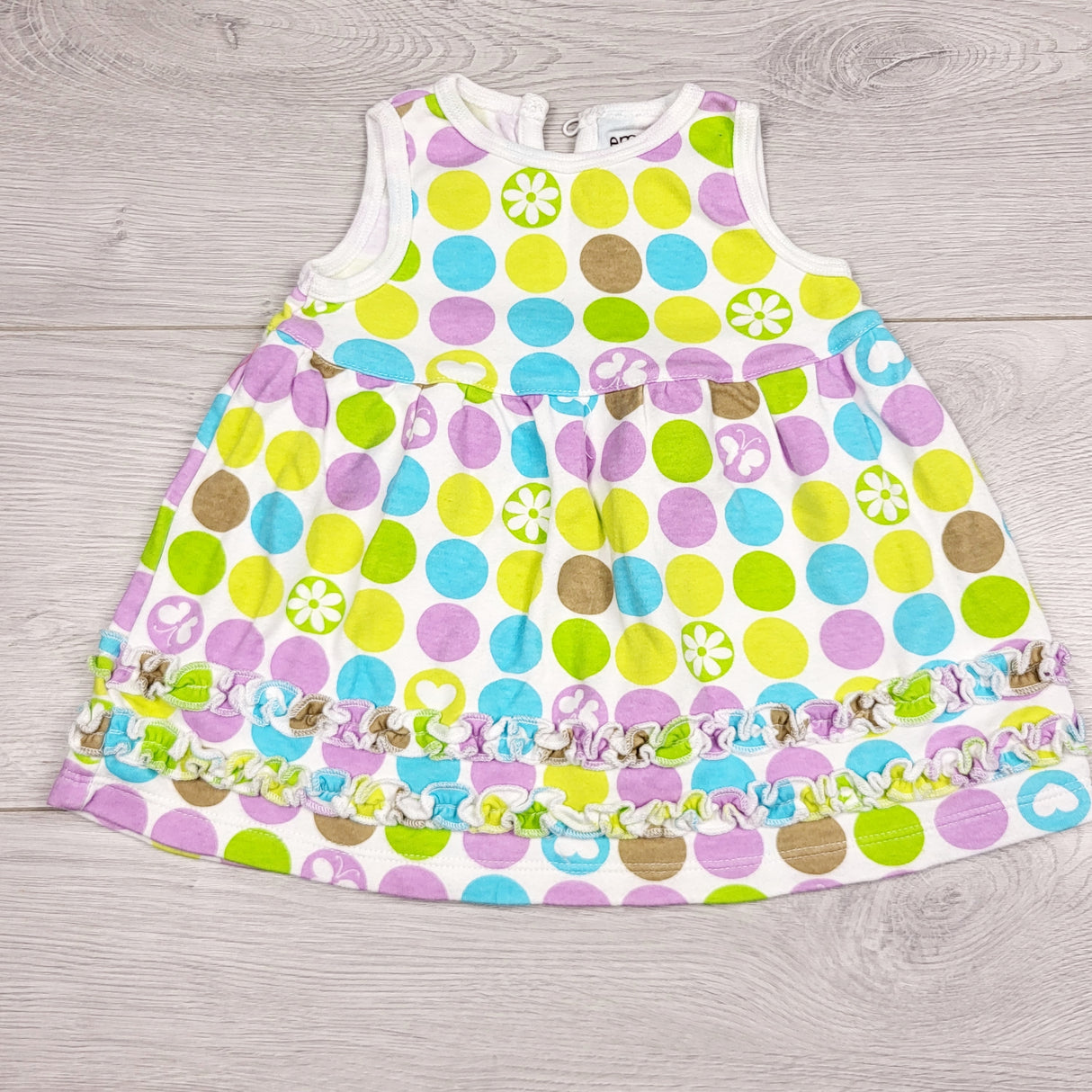 BBIN12 - Emma and Jack polka dot sleeveless cotton dress. Size 6 months