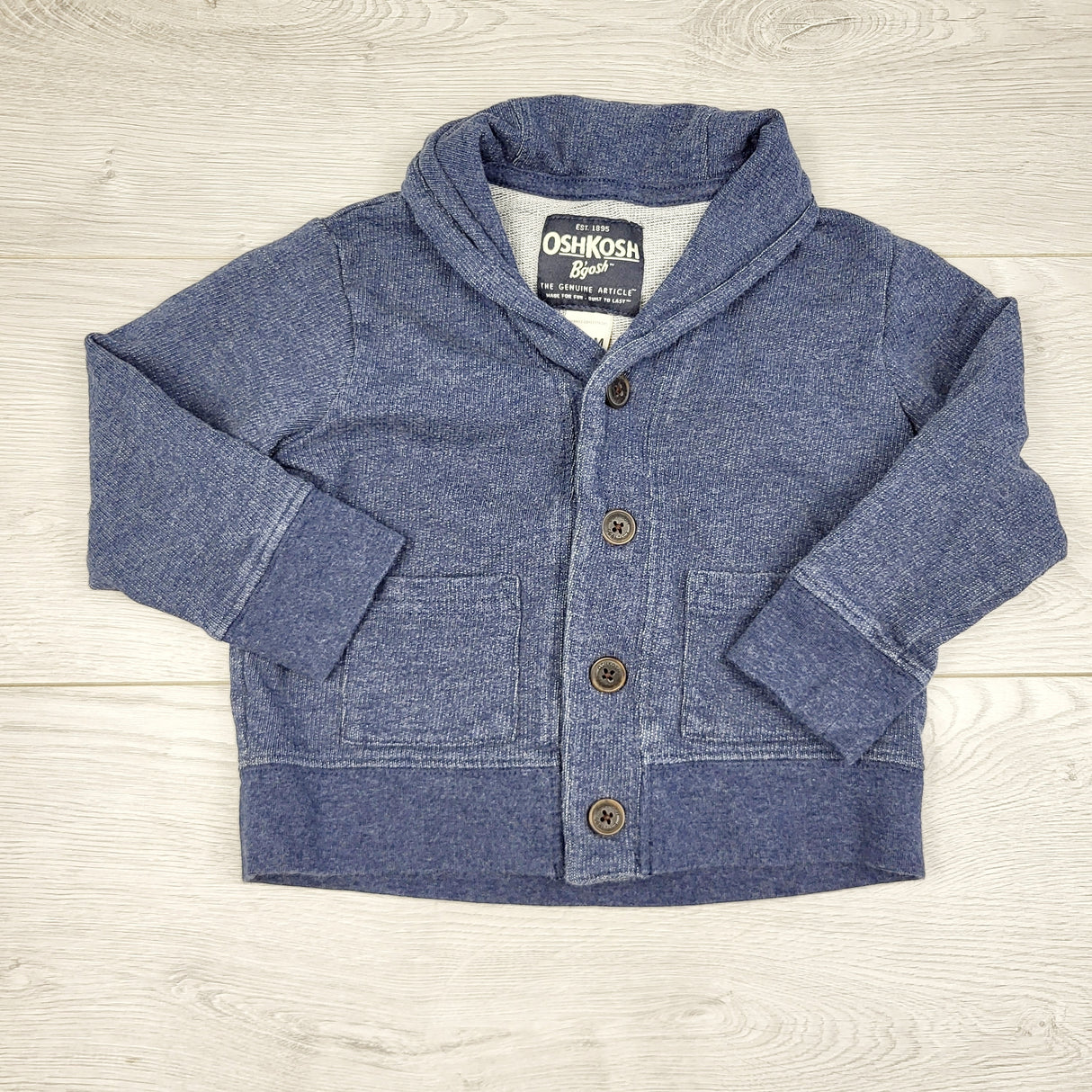 TBOW2 - Oshkosh cotton denim look button down coat. Size 12-18 months