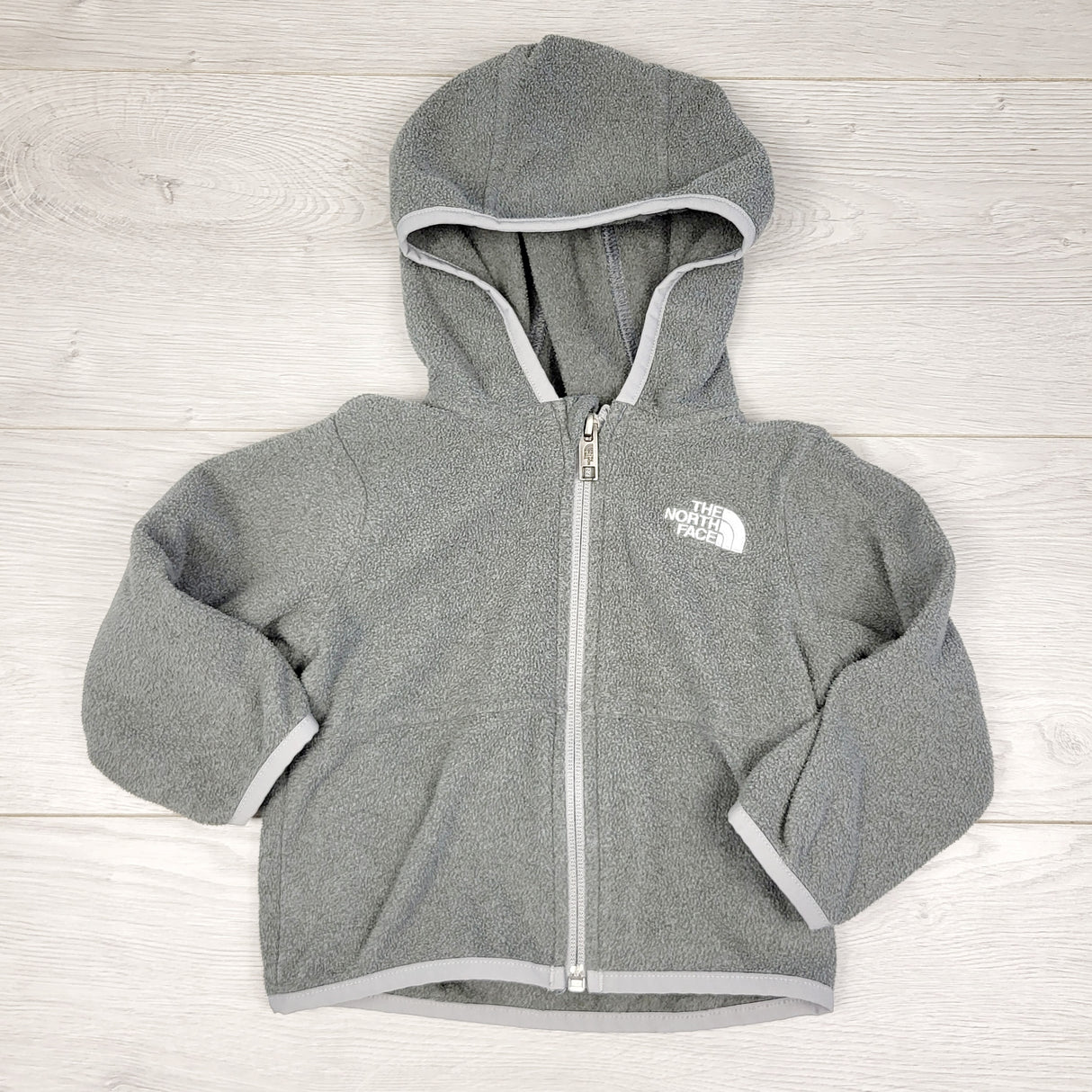 TBOW2 - The North Face grey zip up fleece hoodie. Size 6-12 months