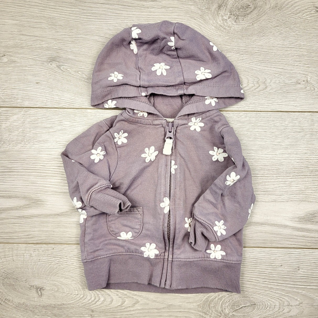 CAAC1 - Carters purple floral print zip up cotton hoodie. Size 3 months